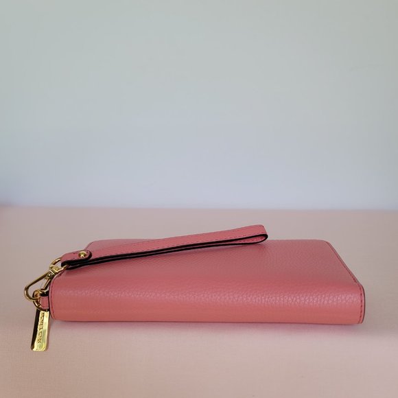 MICHAEL KORS Jet Set Travel Continental Pebbled Leather Wallet-Tea Rose 🎈⭐$138. - Picture 9 of 16